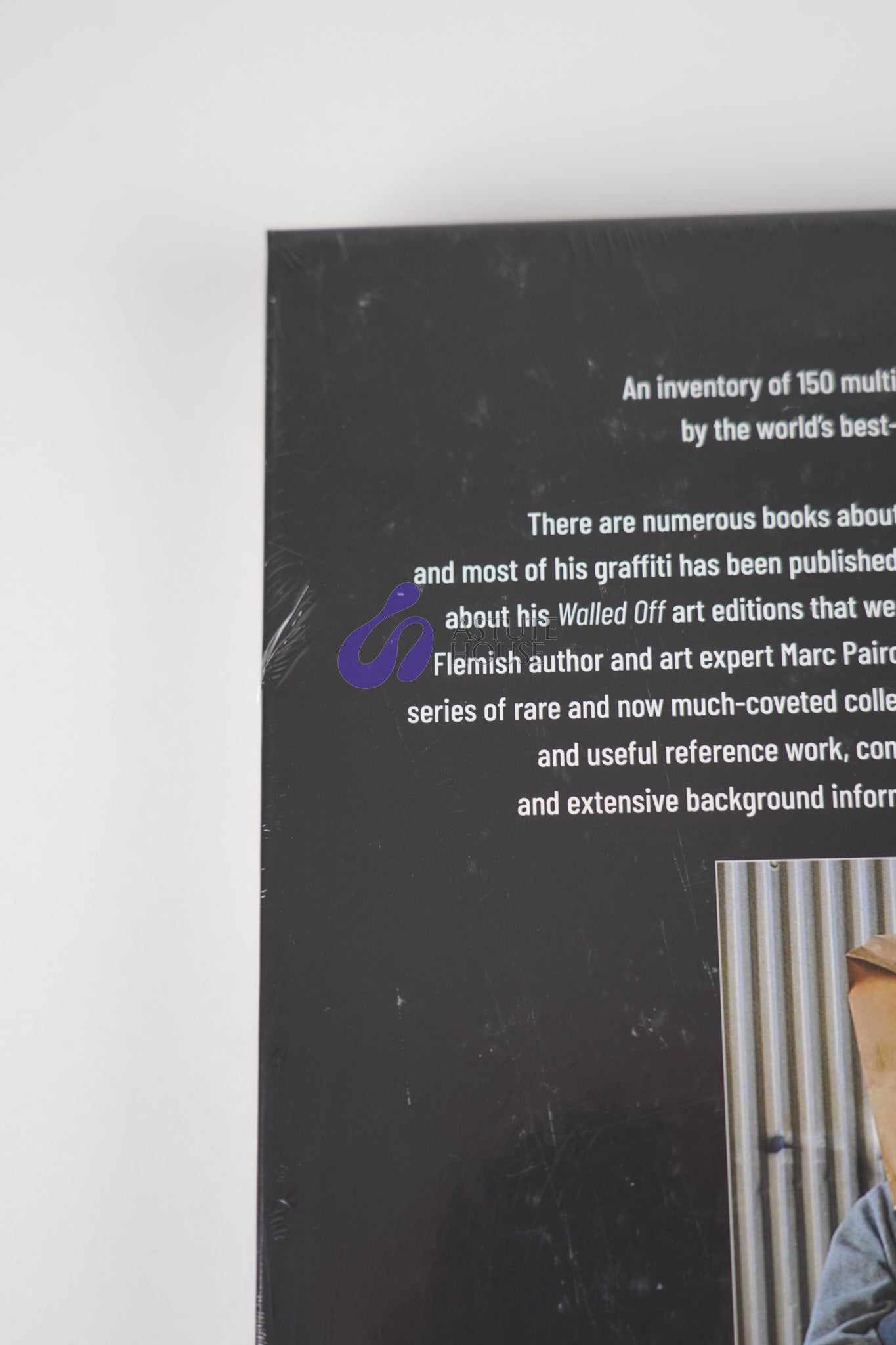 Close-up of the summary text on the back cover of "Banksy: The Walled Off Art Editions Are Sold Out" detailing the book’s description.